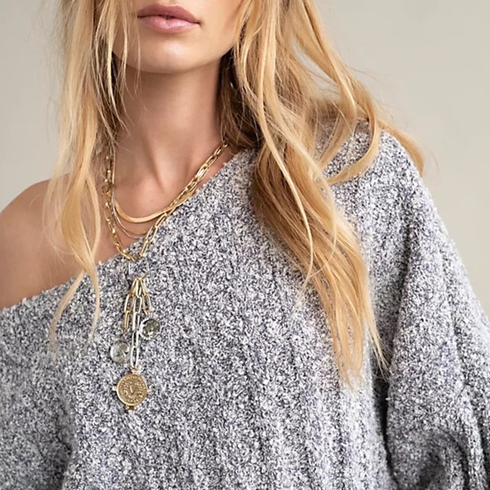 FREE PEOPLE Good Day Pullover Sweater in Charcoal